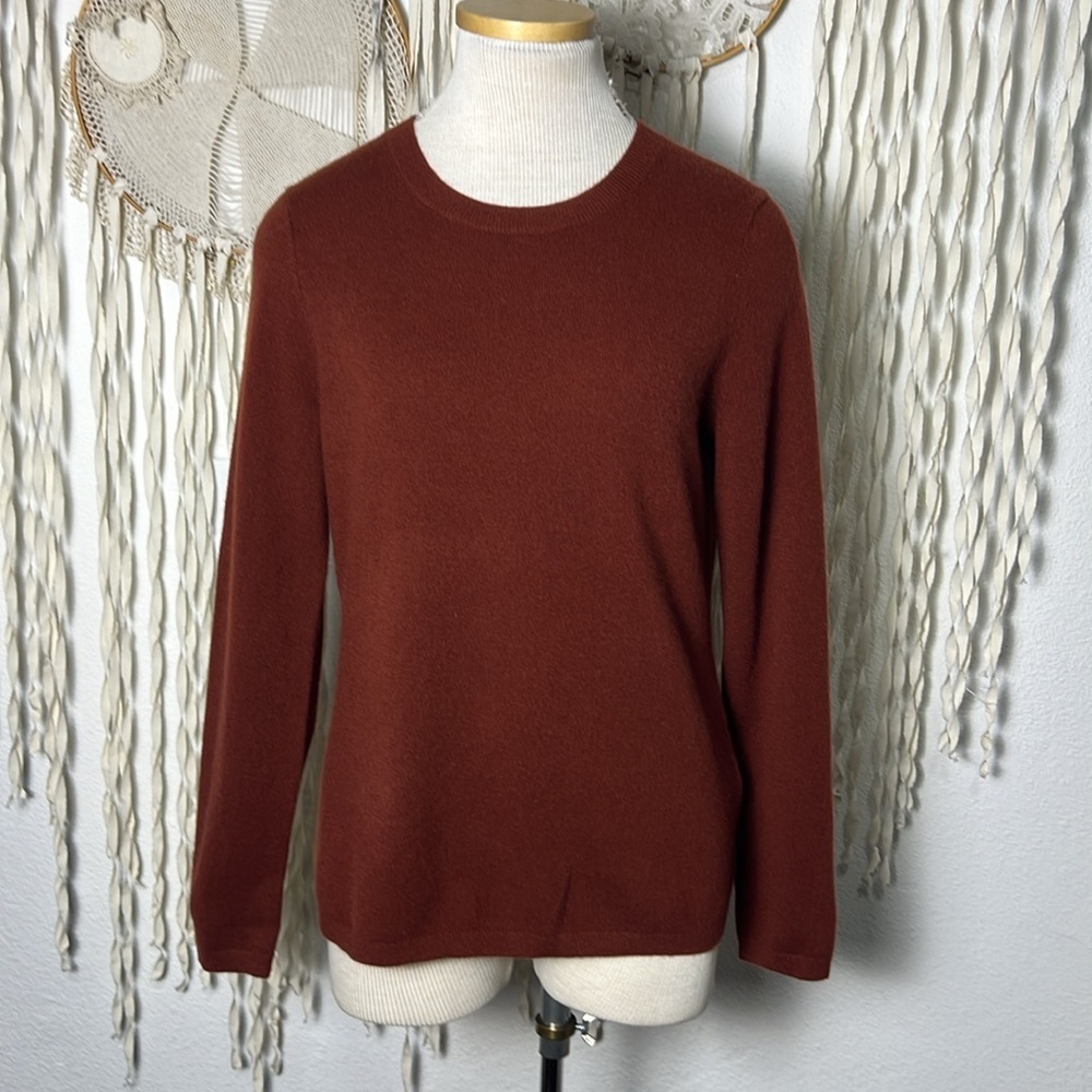 Lands End NWT Rusty Brown 100% Cashmere Crewneck Sweater Size Small